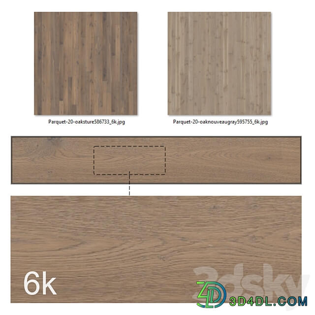 Parquet set 20 Bundle 2 Types of oak 6k textures 3D Models