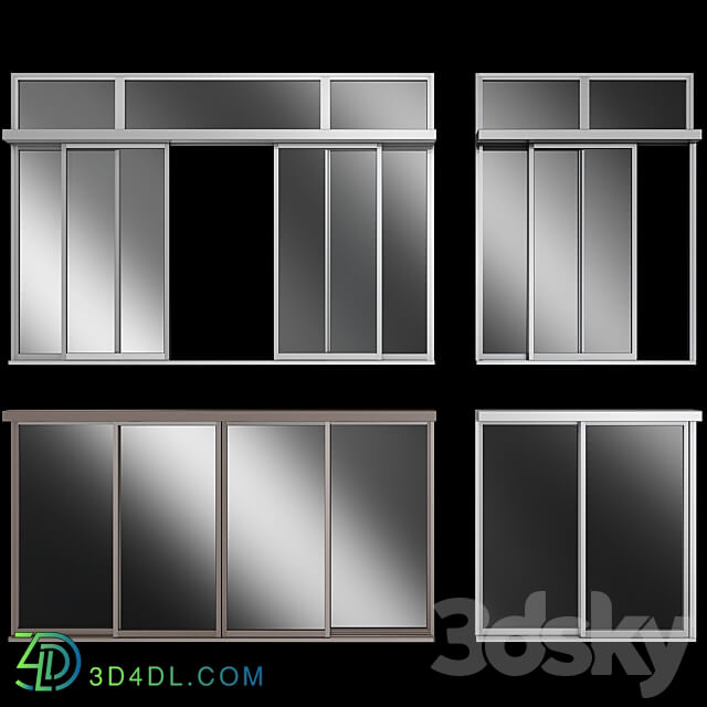 Sliding Stained Glass Aluminum doors 3D Models