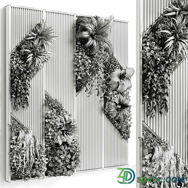 Vertical Wall Garden With Wooden frame collection of houseplants indoor 41