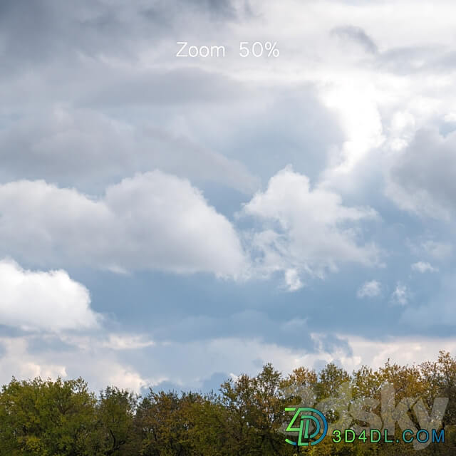 Cloudy panorama with autumn trees. 2 pcs 3D Models