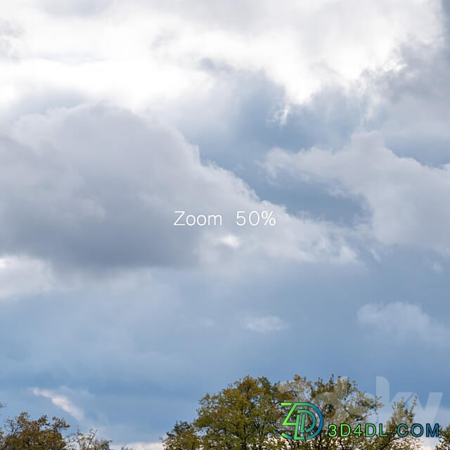 Cloudy panorama with autumn trees. 2 pcs 3D Models