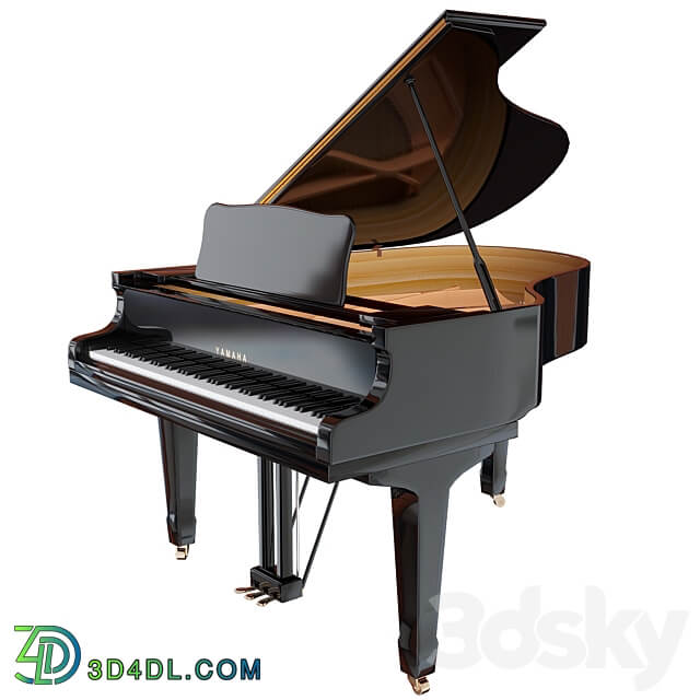 Yamaha C3 acoustic grand piano 3D Models