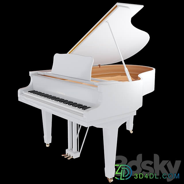 Yamaha C3 acoustic grand piano 3D Models