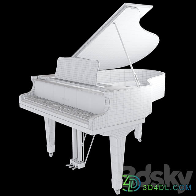 Yamaha C3 acoustic grand piano 3D Models