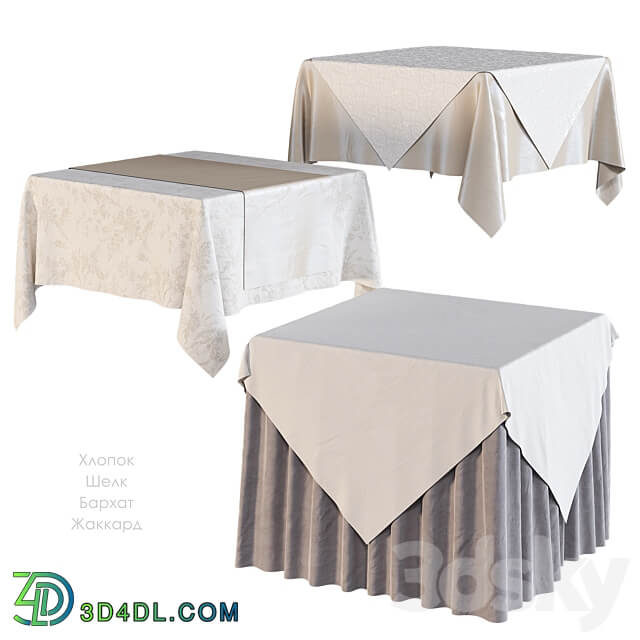 Tablecloth on a square table 3D Models