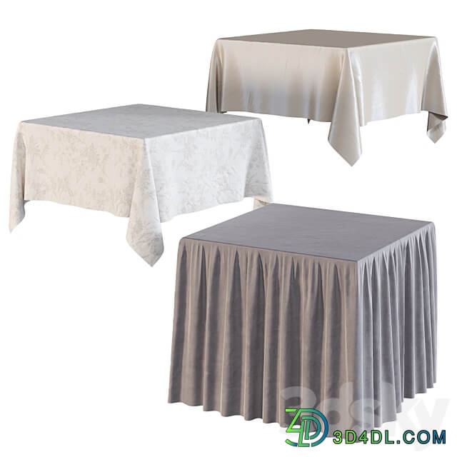 Tablecloth on a square table 3D Models