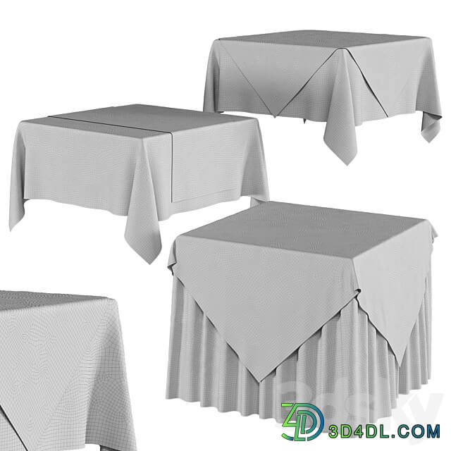 Tablecloth on a square table 3D Models