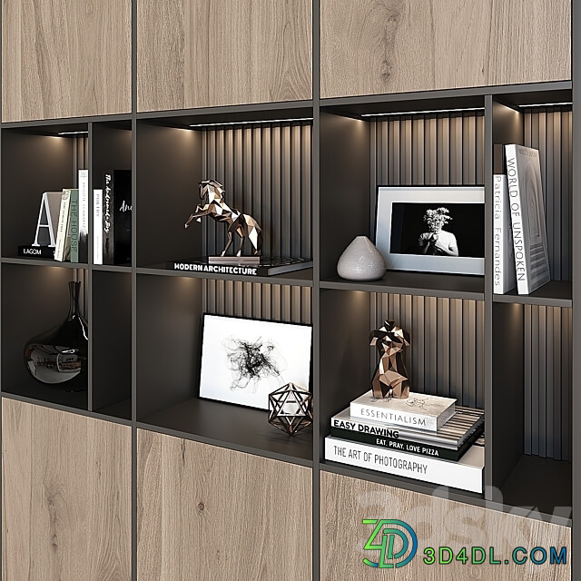 Shelving unit in modern style 01 3D Models