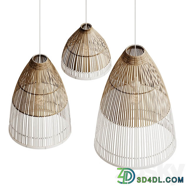 bamboo lampshade model Pendant light 3D Models