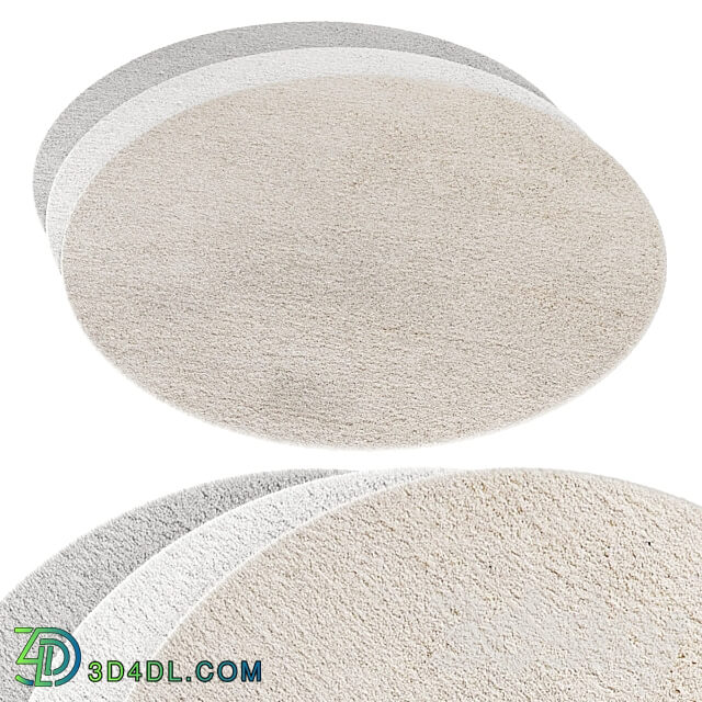 Set of round pile carpets 3D Models