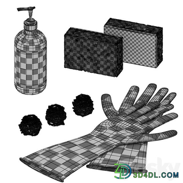 Dishwashing set Sponge Gloves