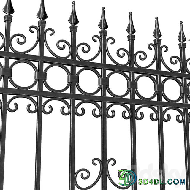 Fence in classic style with wrought iron railing.Entrance to the house.Wrought Iron Entry Gate