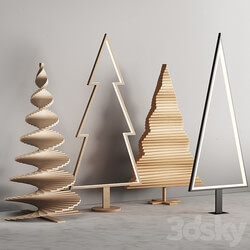 035 Modern christmas trees 01 wood and light 