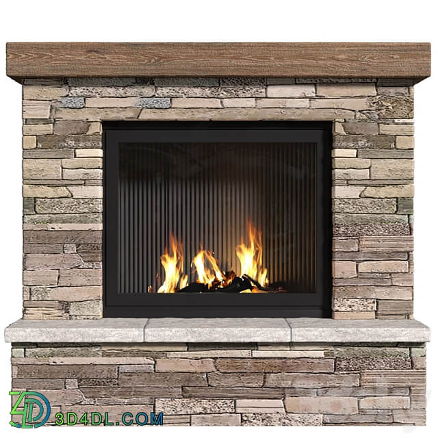 Provence style fireplace.Fireplace in Country style.Decorative stone wall