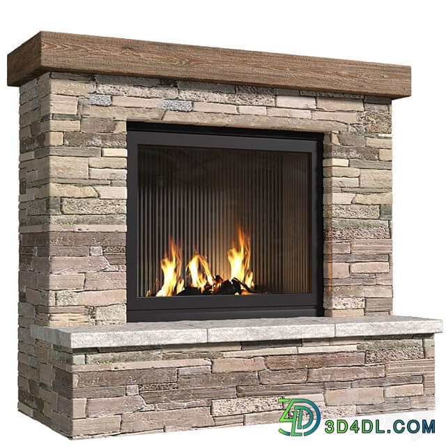 Provence style fireplace.Fireplace in Country style.Decorative stone wall