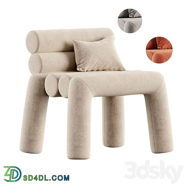 Beige Velvet Accent Chair