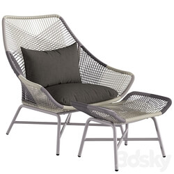 West Elm Huron Outdoor Lounge Chair Large and Ottoman 