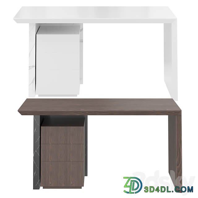 Modern white wooden desk for home office with filing cabinet
