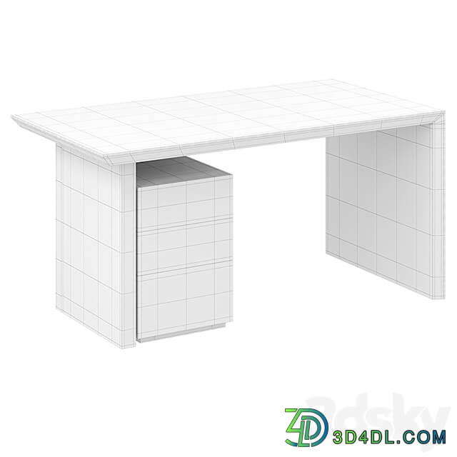 Modern white wooden desk for home office with filing cabinet