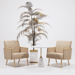 Jasper Armchairs golden palm IVETE and table Arteriors 