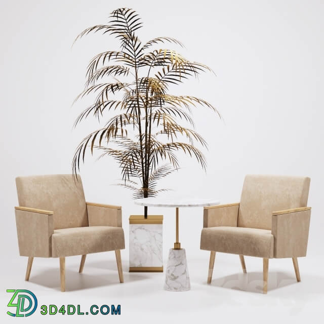 Jasper Armchairs golden palm IVETE and table Arteriors