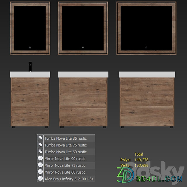 Nova Lite 60/75/85 3 drawers (rustic oak)