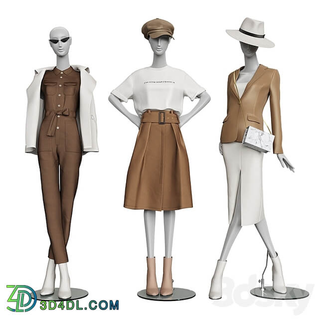 Set of classic women&#39;s clothing on mannequins