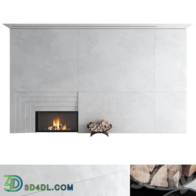 Decorative wall with fireplace set 42