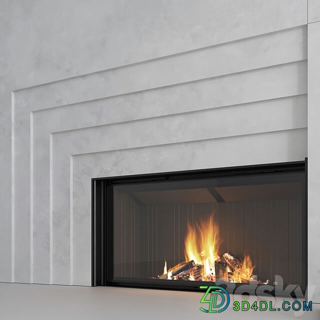 Decorative wall with fireplace set 42