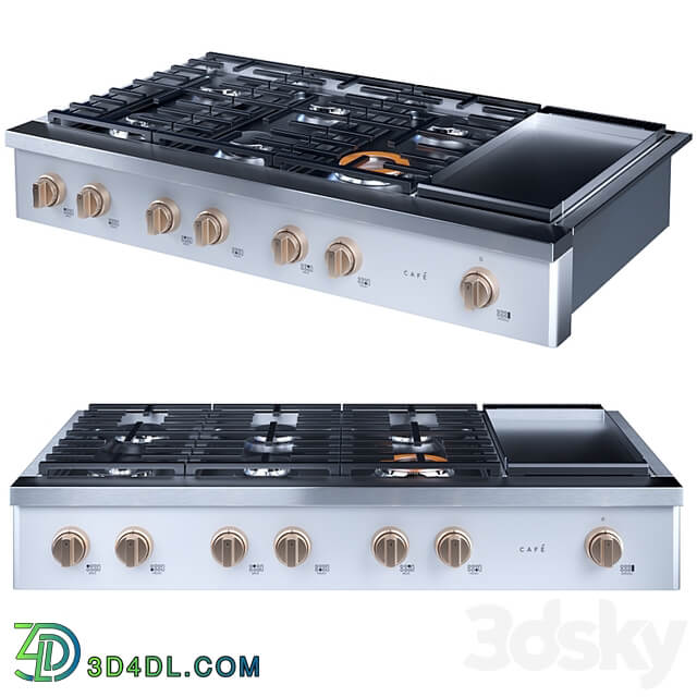 cafe 48 inch Commercial Style Gas Rangetop with 6 Burners and Integrated Griddle