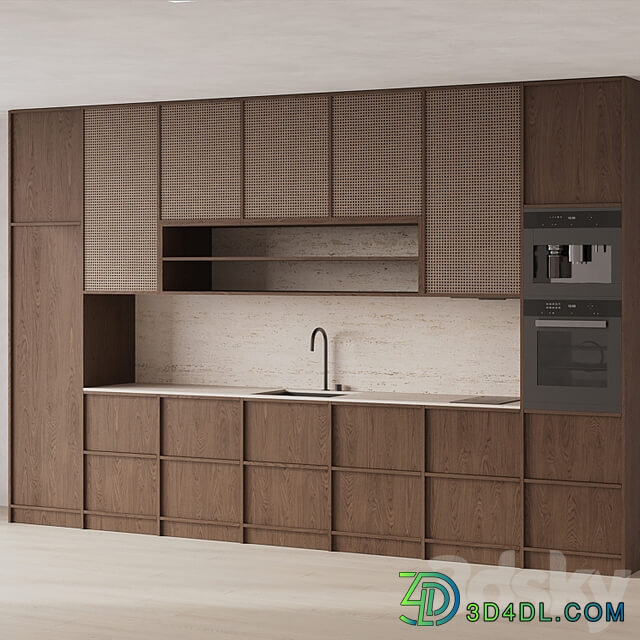 DARK WOOD KITCHEN WITH RATTAN