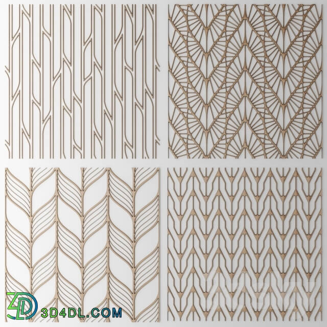 Set. The grille panel.Lattice panel pattern art abstraction decorative interior wall decor 3D Models