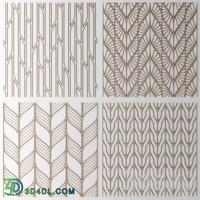 Set. The grille panel.Lattice panel pattern art abstraction decorative interior wall decor 3D Models