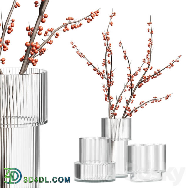 H&M Glass Vases with red berry branch