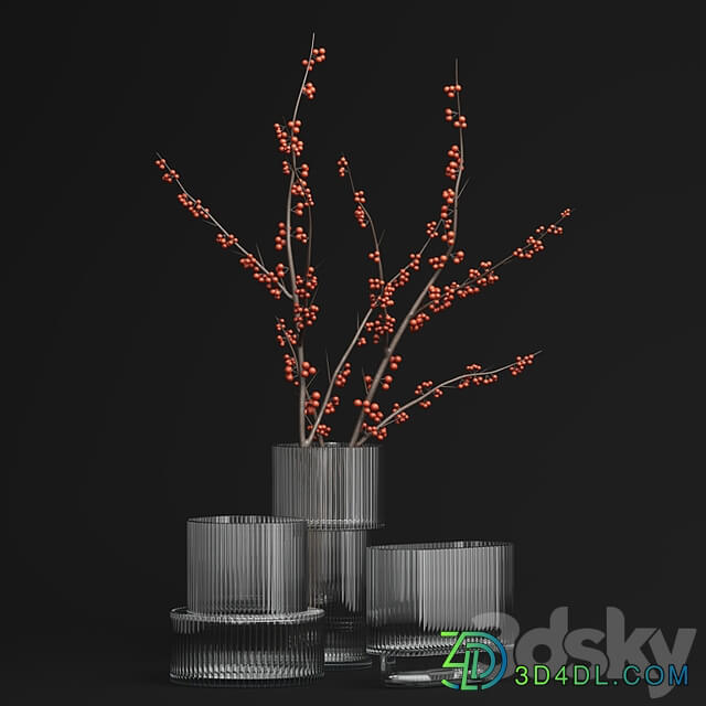 H&M Glass Vases with red berry branch