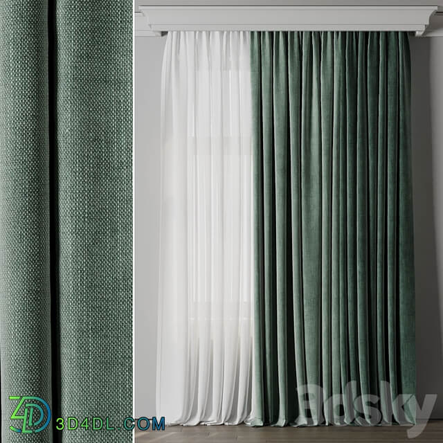 Low width curtains 04 set green