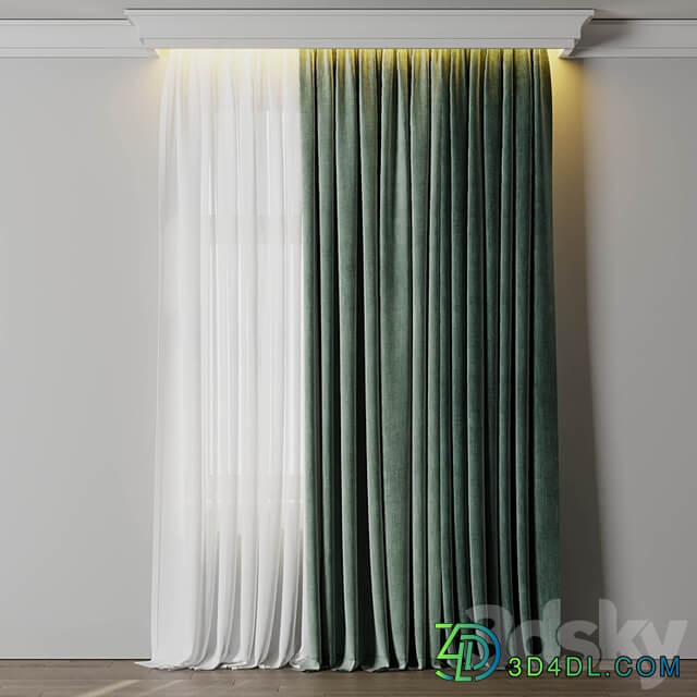 Low width curtains 04 set green