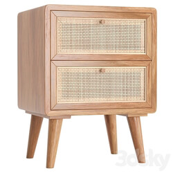 Japandi Natural Rattan Nightstand 