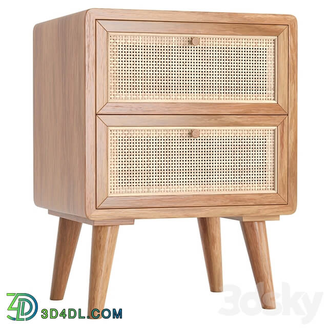 Japandi Natural Rattan Nightstand