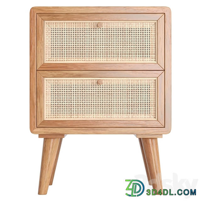 Japandi Natural Rattan Nightstand