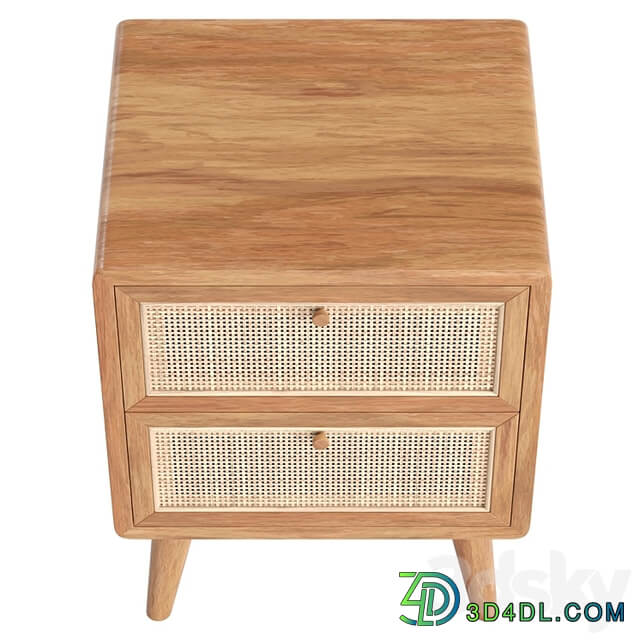 Japandi Natural Rattan Nightstand