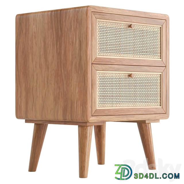 Japandi Natural Rattan Nightstand