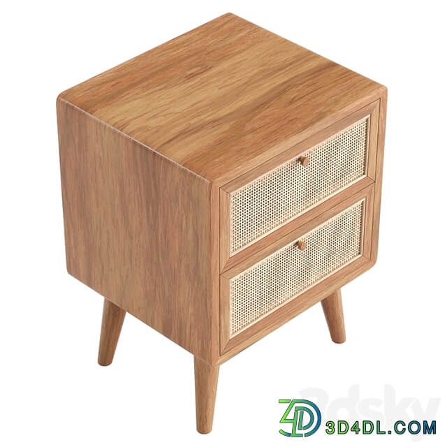 Japandi Natural Rattan Nightstand