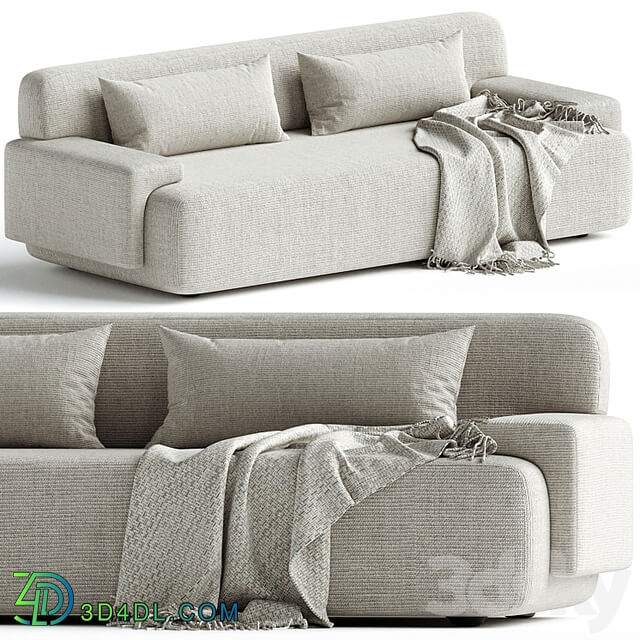 Popus Editions Lena 3 Seater Sofa in Egg Shell Off White Como Velvet Fabric