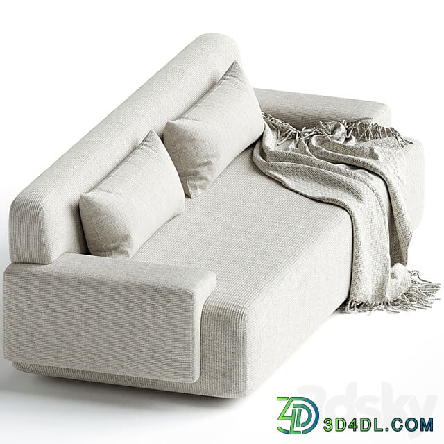 Popus Editions Lena 3 Seater Sofa in Egg Shell Off White Como Velvet Fabric