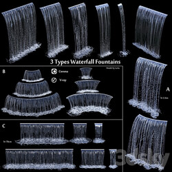 3 types of waterfall Fountains cascade in different sizes 