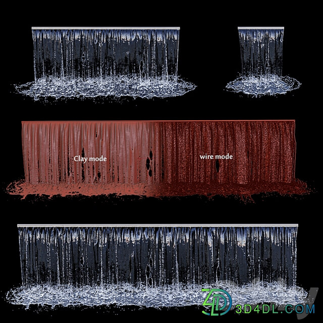 3 types of waterfall Fountains cascade in different sizes