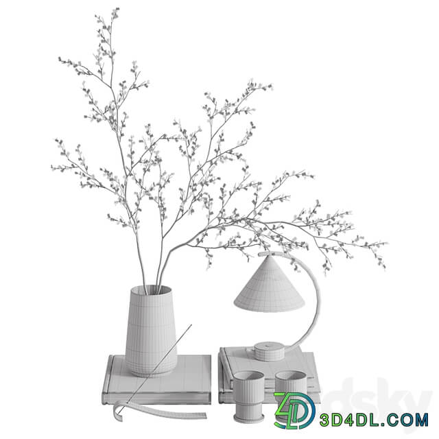 Decorative set with branches and Meridian Lamp