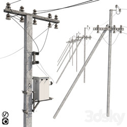 Concrete electricity transmission poles with wires 