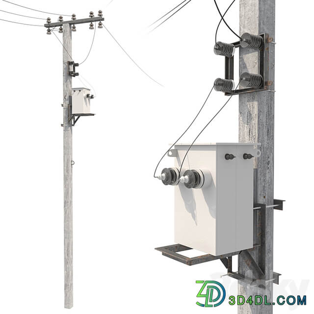 Concrete electricity transmission poles with wires